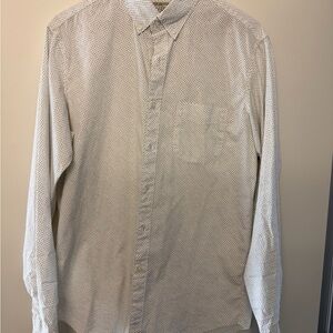 J. Crew Men's White and Black Patterned Shirt
